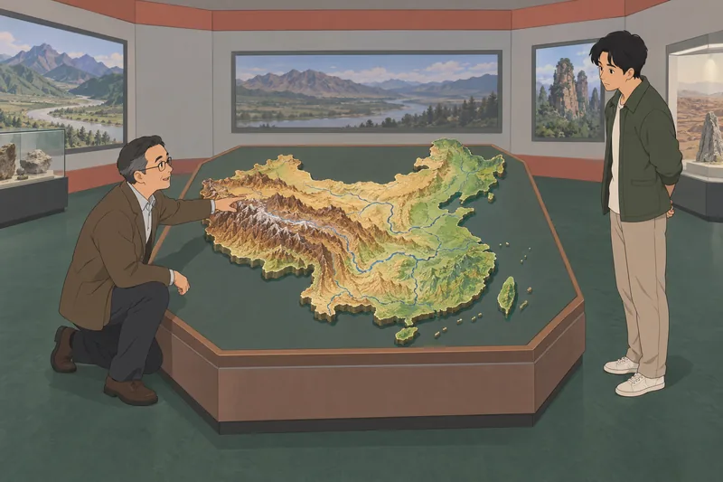 China Quiz follows a visitor studying mountain relief.