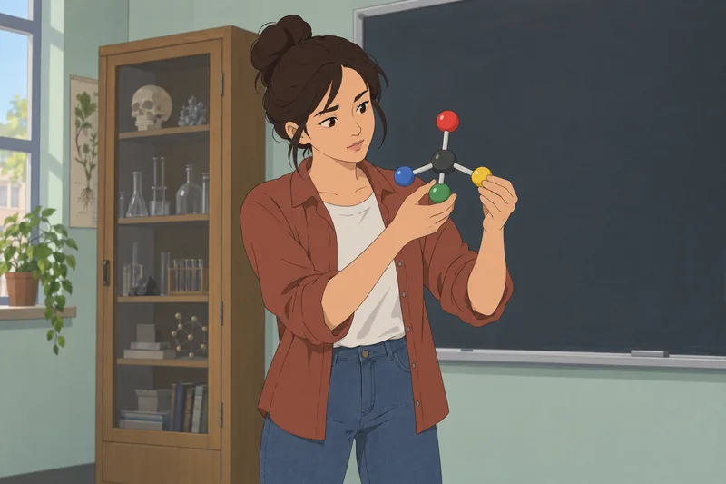 Chirality Quiz shows a student comparing molecular models.