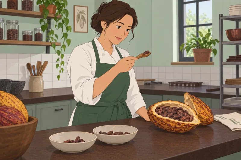 El cuestionario sobre el cacao muestra granos seleccionados.