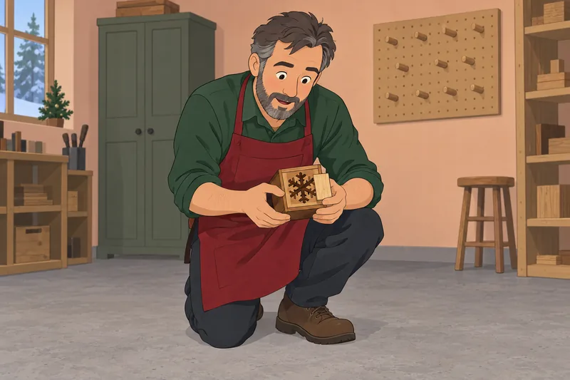 Christmas Brain Teasers reveal a wooden puzzle box.