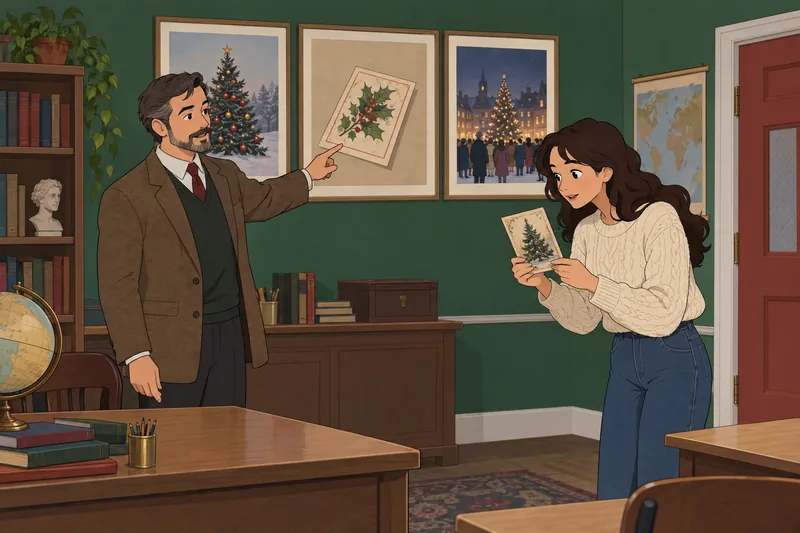 Christmas History Quiz shows a historic card.