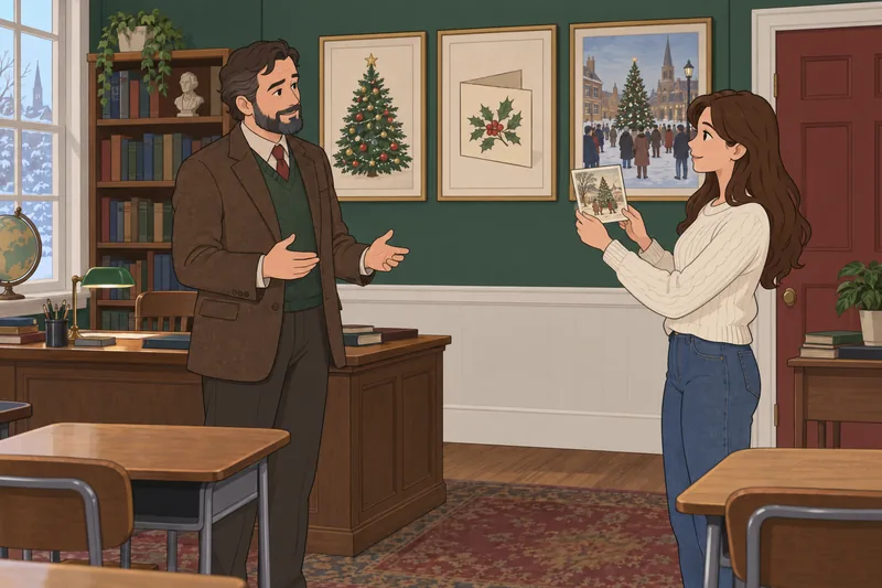 cuestionario sobre la Navidad muestra una tarjeta.