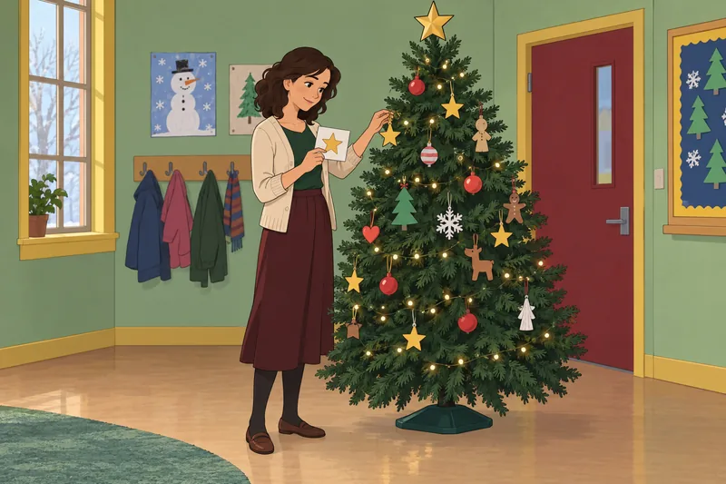 Quiz navideño de imágenes muestra árbol decorado.