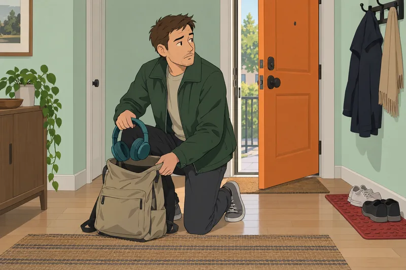 Chronically Online Quiz shows headphones by an entryway.