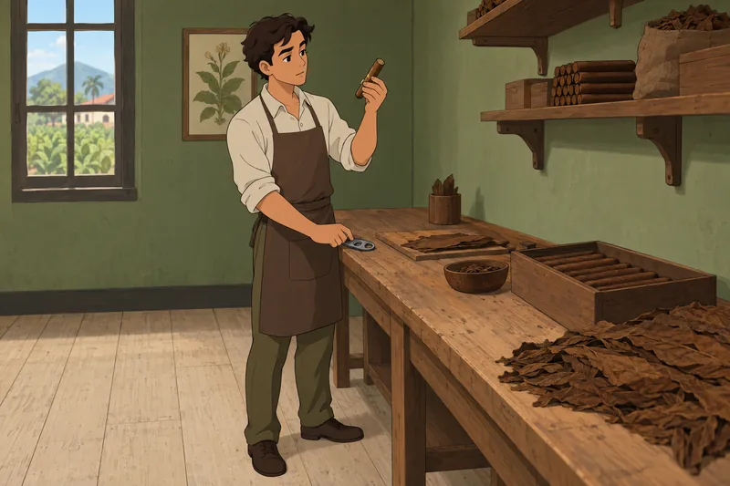 Cigar Quiz shows a learner inspecting cigar anatomy.