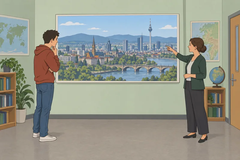 City Skyline Quiz shows an unlabeled skyline mural.