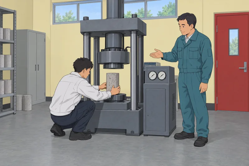 Civil Engineering Quiz inside a concrete testing lab.