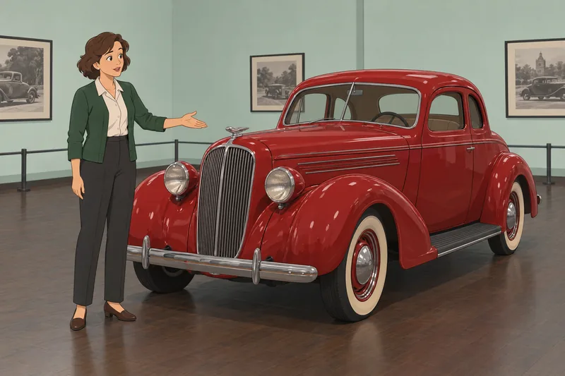 Classic Car Quiz shows curator by a coupe.