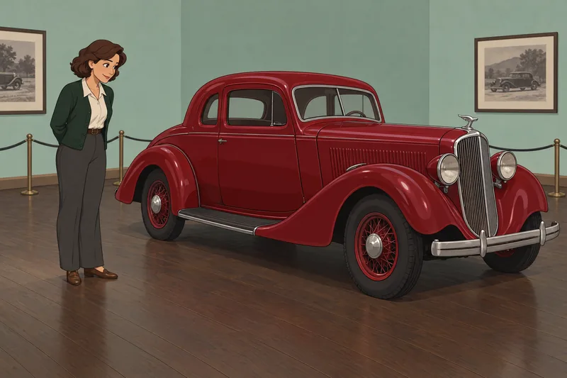 Quiz de autos: curadora observa un cupé.