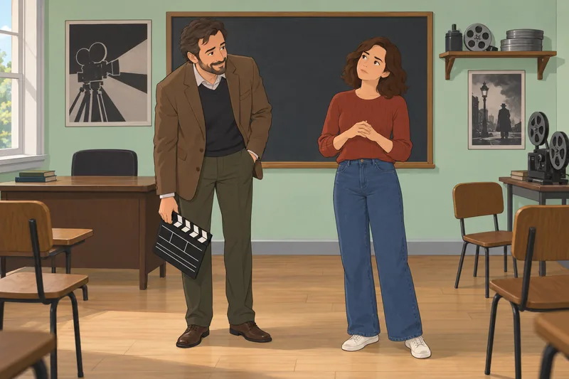 Quiz de películas: una archivista alza una claqueta.