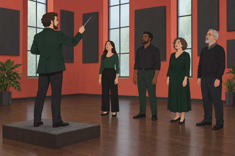 Classical Music Quiz shows a conductor cueing singers.