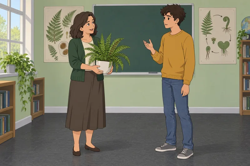 cuestionario sobre la clasificación vegetal muestra un helecho.