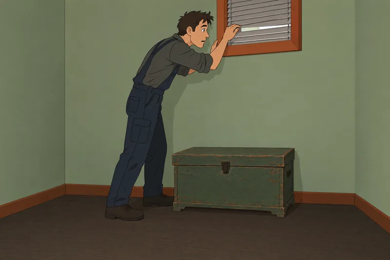 de claustrofobia CLQ: hombre alcanza una ventana cerrada.