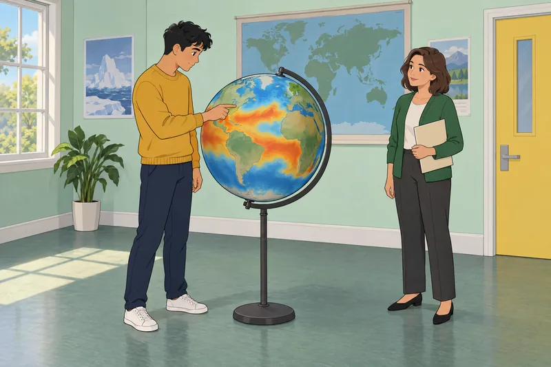 Climate Change Quiz: a learner studies warming evidence.