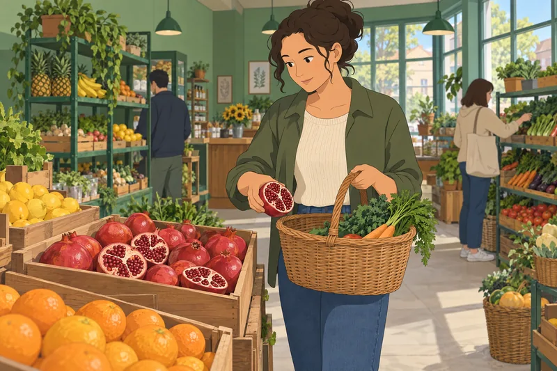 Quiz de alimentos muestra una granada abierta.