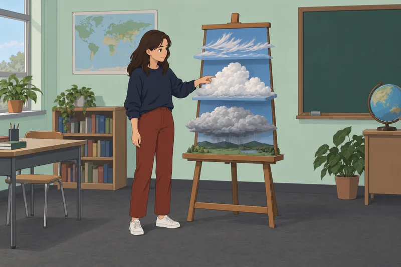 Cloud Quiz shows a student studying cloud forms.