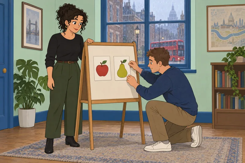 Cockney Quiz shows rhyming-card matching.