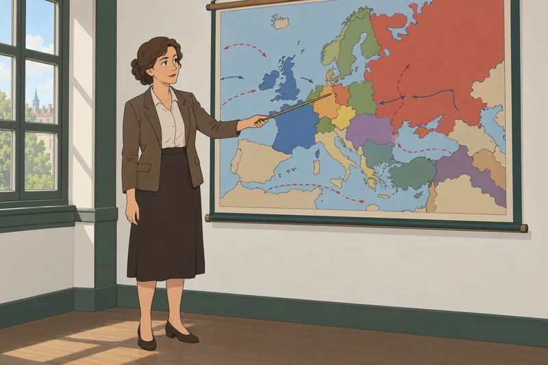 Cold War Map guides a classroom review.