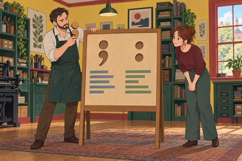 Colon Quiz presents a workshop punctuation board.