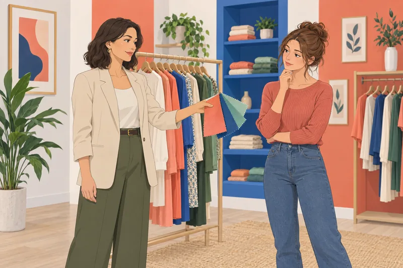 Color Analysis Quiz compares warm and cool fabrics.