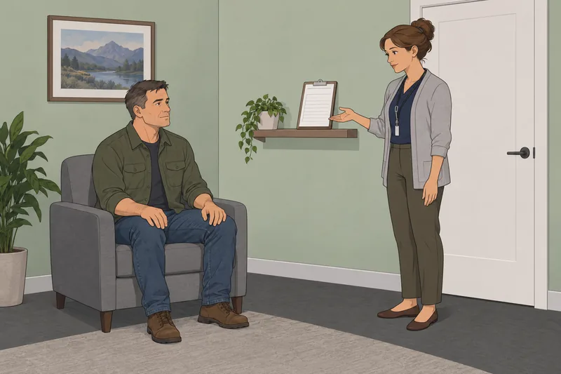 Escena de escala de evaluación en clínica.