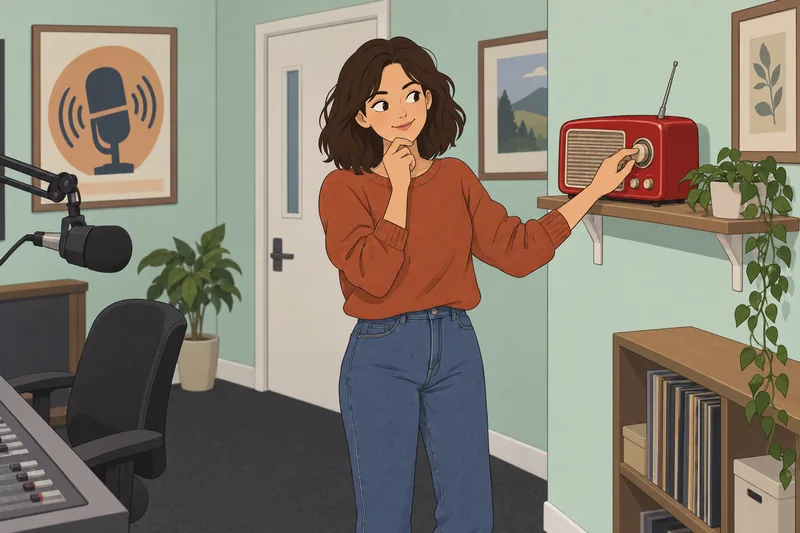 Commercial Jingle Quiz starts beside a vintage radio.