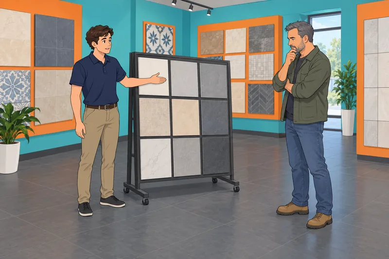 Commercial Quiz shows a clerk helping a customer.