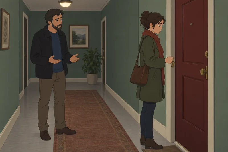 Comphet Quiz shows adults beside a closed door.