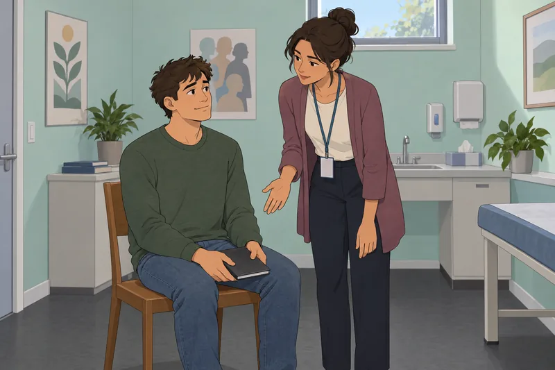 Comphet Quiz shows a calm clinic conversation.