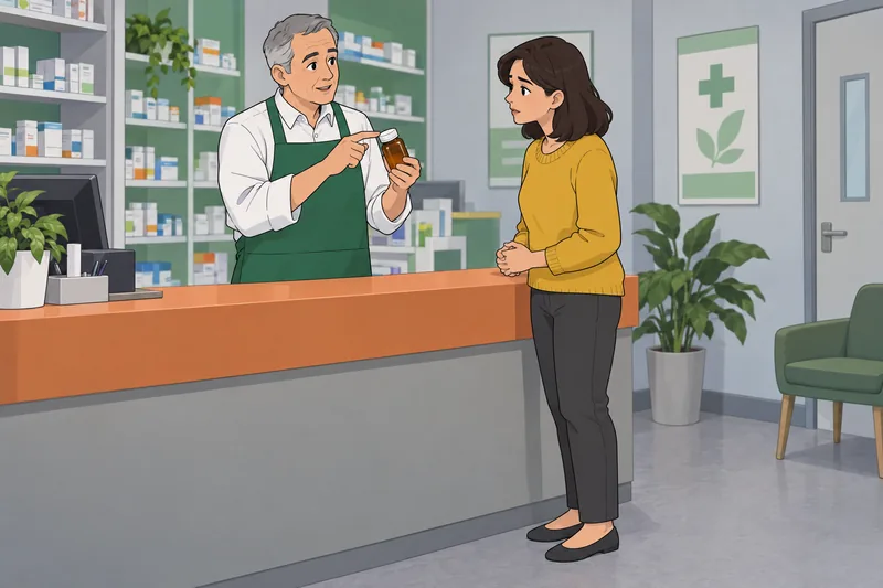 Treatment Adherence Scale shows pharmacy guidance.
