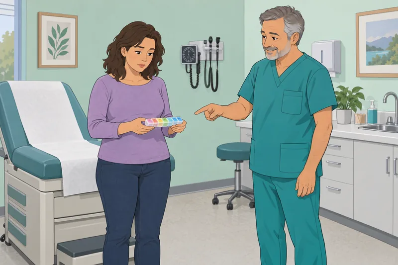 Treatment Adherence Scale shows a clinic review.