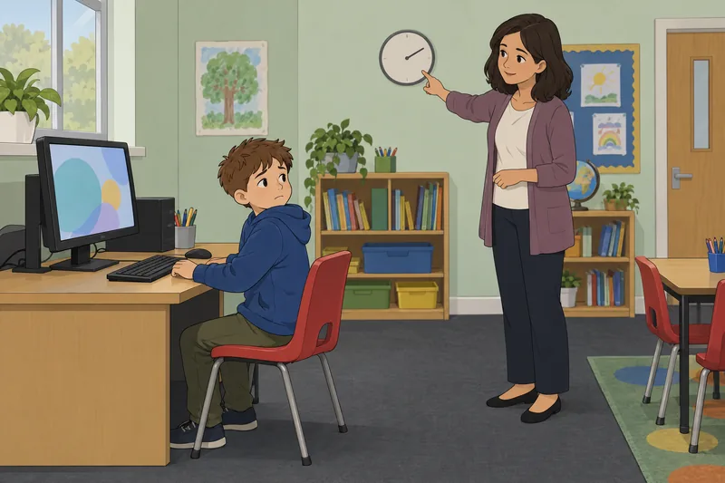 de dependencia informática: un niño mira el monitor.