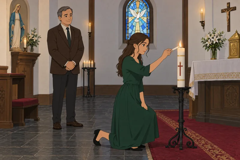 Confirmation Quiz depicts a sponsor beside a candle.