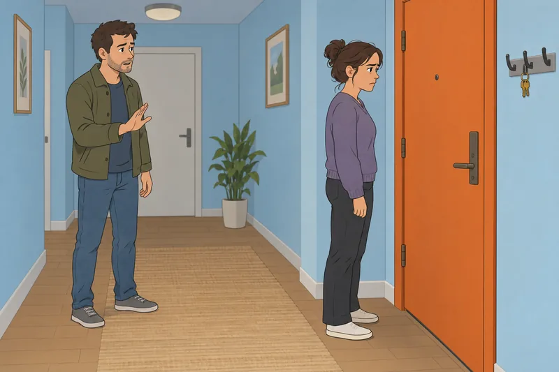 situaciones conflictivas muestra distancia junto a una puerta.