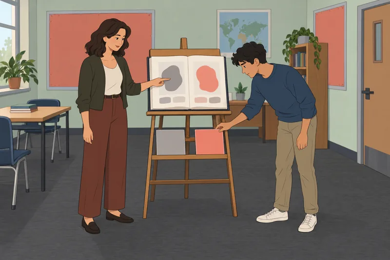 El cuestionario sobre connotación guía una clase.