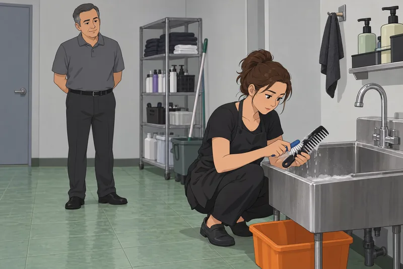 Cosmetology Quiz highlights careful tool sanitation.