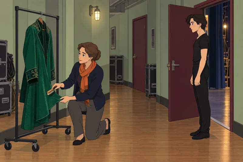 Costume Quiz shows a supervisor checking a coat.