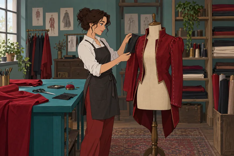 El cuestionario sobre vestuario muestra una modista trabajando.