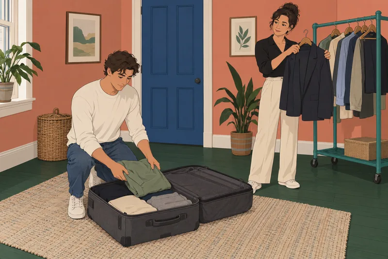Could I Be? He packs garments for casting.
