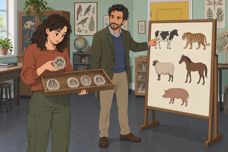 Cow Tiger Sheep guide a classroom animal quiz.