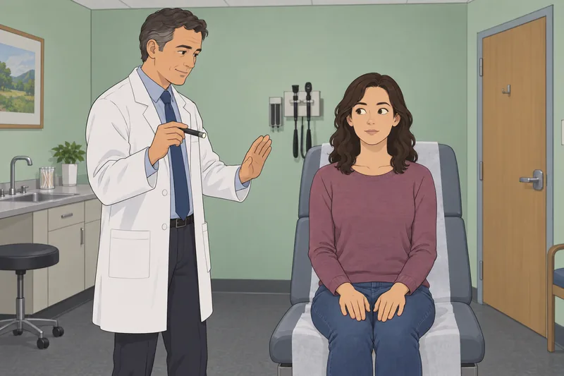 El cuestionario sobre los muestra un examen ocular.