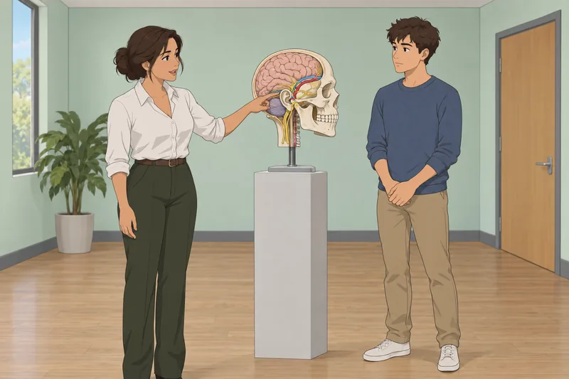 El cuestionario sobre los muestra un modelo craneal.