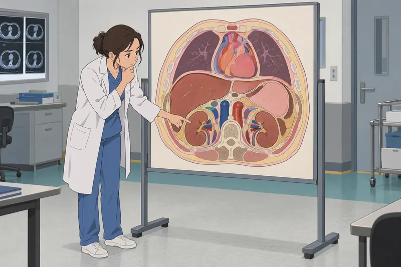 Cross-Sectional Anatomy Quiz: learner studies a torso slice.