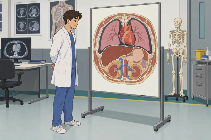 El cuestionario de anatomía muestra un modelo torácico.