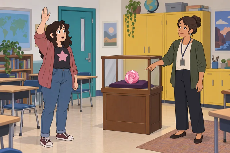 Crystal Gem Quiz: a fan studies a gem.