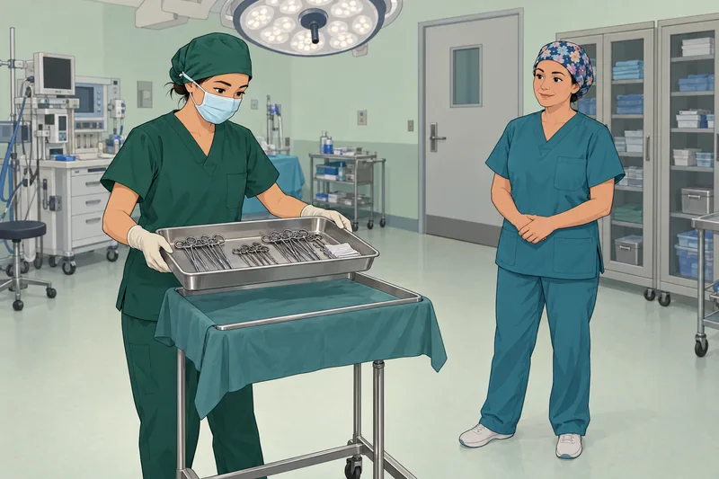 CST Practice Exam shows a sterile instrument count.