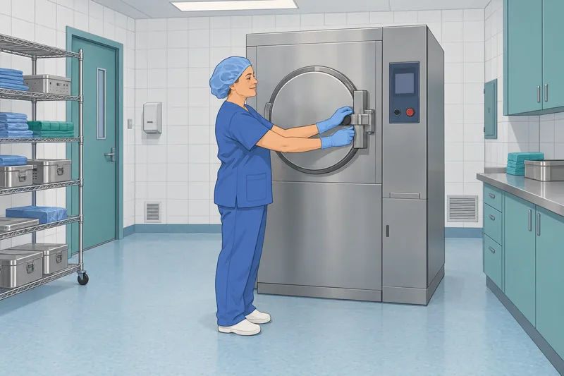 El cuestionario de práctica muestra un autoclave seguro.