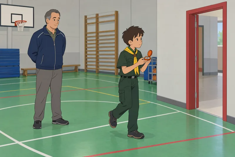 Cub Scout Quiz shows compass navigation practice.