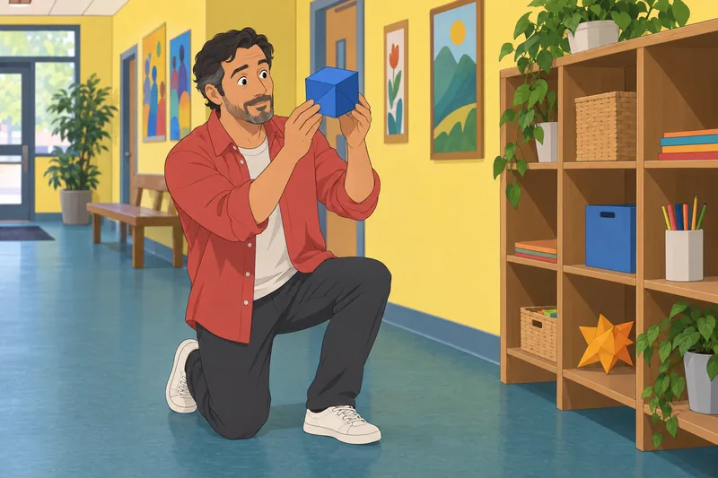 Cube Personality Quiz: man studies a paper cube.