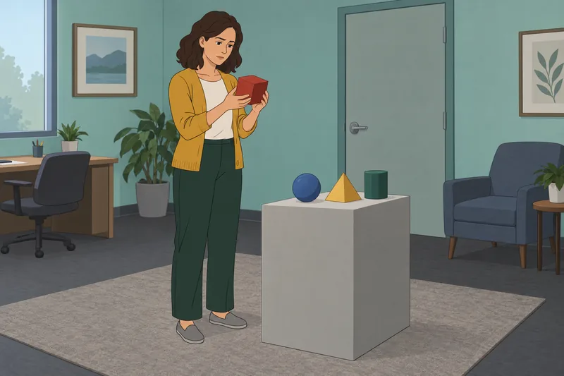 Cube Personality Quiz: person studies a wooden cube.